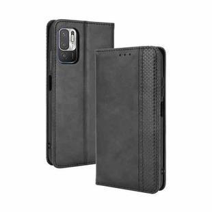 For Xiaomi Redmi Note 10 5G Magnetic Buckle Retro Crazy Horse Texture Horizontal Flip Leather Case with Holder & Card Slots & Photo Frame(Black)