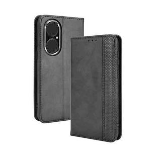 For Huawei P50 Magnetic Buckle Retro Crazy Horse Texture Horizontal Flip Leather Case with Holder & Card Slots & Photo Frame(Black)