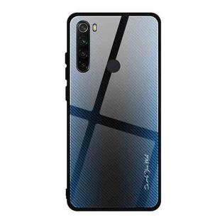 For Xiaomi Redmi Note 8 Carbon Fiber Texture Gradient Color Glass Case(Blue)