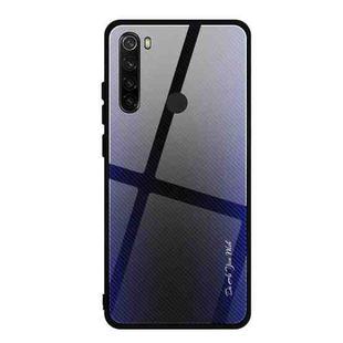 For Xiaomi Redmi Note 8 Carbon Fiber Texture Gradient Color Glass Case(Purple)