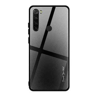 For Xiaomi Redmi Note 8 Carbon Fiber Texture Gradient Color Glass Case(Black)
