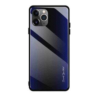 For iPhone 11 Carbon Fiber Texture Gradient Color Glass Case(Purple)