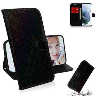 For Samsung Galaxy S21 FE Solid Color Colorful Magnetic Buckle Horizontal Flip PU Leather Case with Holder & Card Slots & Wallet & Lanyard(Black)