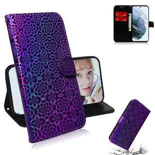 For Samsung Galaxy S21 FE Solid Color Colorful Magnetic Buckle Horizontal Flip PU Leather Case with Holder & Card Slots & Wallet & Lanyard(Purple)