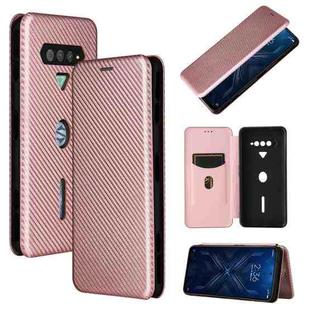 For Xiaomi Black Shark 4 / 4 Pro Carbon Fiber Texture Horizontal Flip TPU + PC + PU Leather Case with Card Slot(Pink)