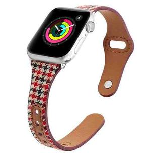 Plaid Leather Watch Band For Apple Watch Series 8&7 41mm / SE 2&6&SE&5&4 40mm / 3&2&1 38mm(Red Houndstooth)