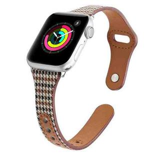 Plaid Leather Watch Band For Apple Watch Series 8&7 41mm / SE 2&6&SE&5&4 40mm / 3&2&1 38mm(Yellow Houndstooth)