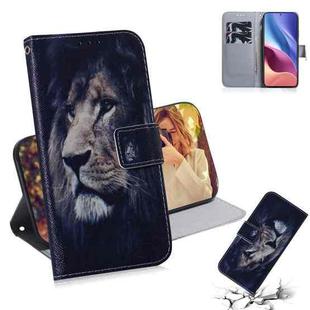 For Xiaomi Redmi K40 / K40 Pro / Poco F3 Coloured Drawing Horizontal Flip Leather Case, with Holder & Card Slots & Wallet(Lion)