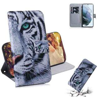 For Samsung Galaxy S21 FE Coloured Drawing Horizontal Flip Leather Case, with Holder & Card Slots & Wallet(Tiger)