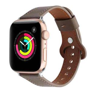 22mm Single Loop Leather Watch Band For Apple Watch Series 8&7 45mm / SE 2&6&SE&5&4 44mm / 3&2&1 42mm(Dark Brown)