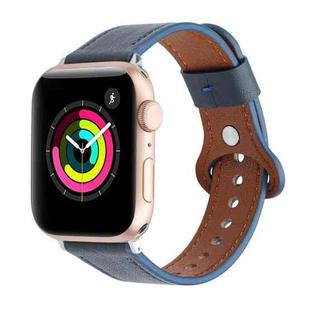 22mm Single Loop Leather Watch Band For Apple Watch Series 8&7 45mm / SE 2&6&SE&5&4 44mm / 3&2&1 42mm(Blue)