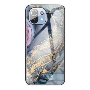For Xiaomi Mi 11 Abstract Marble Pattern Glass Protective Case(Abstract Gold)