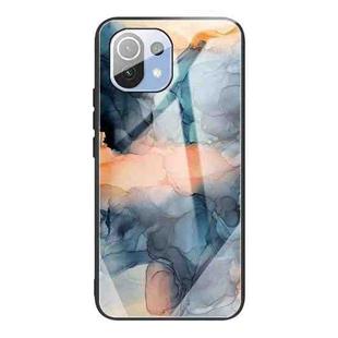 For Xiaomi Mi 11 Abstract Marble Pattern Glass Protective Case(Abstract Blue)