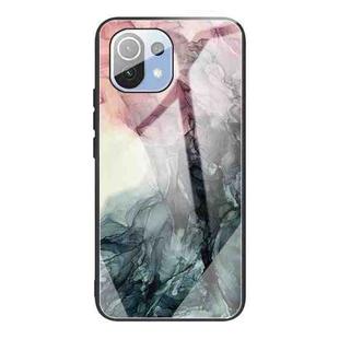 For Xiaomi Mi 11 Pro Abstract Marble Pattern Glass Protective Case(Abstract Black)