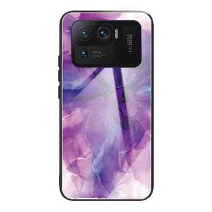 For Xiaomi Mi 11 Ultra Abstract Marble Pattern Glass Protective Case(Abstract Purple)