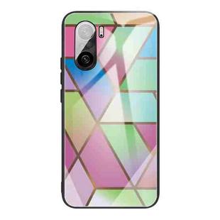 For Xiaomi Redmi K40 / K40 Pro / K40 Pro+ Abstract Marble Pattern Glass Protective Case(Rhombus Gradient)