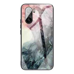 For Xiaomi Redmi K40 / K40 Pro / K40 Pro+ Abstract Marble Pattern Glass Protective Case(Abstract Black)