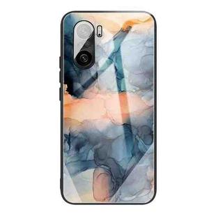 For Xiaomi Redmi K40 / K40 Pro / K40 Pro+ Abstract Marble Pattern Glass Protective Case(Abstract Blue)
