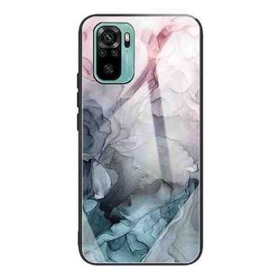 For Xiaomi Redmi Note 10 Abstract Marble Pattern Glass Protective Case(Abstract Light Pink)