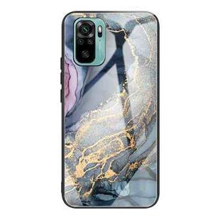 For Xiaomi Redmi Note 10 Abstract Marble Pattern Glass Protective Case(Abstract Gold)