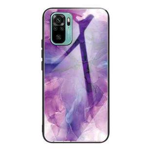 For Xiaomi Redmi Note 10 Abstract Marble Pattern Glass Protective Case(Abstract Purple)