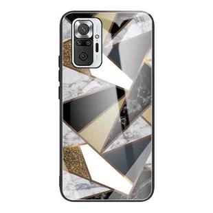 For Xiaomi Redmi Note 10 Pro / Note 10 Pro Max Abstract Marble Pattern Glass Protective Case(Rhombus Golden)