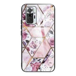 For Xiaomi Redmi Note 10 Pro / Note 10 Pro Max Abstract Marble Pattern Glass Protective Case(Rhombus Rose)