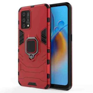 For OPPO A74 4G Shockproof PC + TPU Protective Case with Magnetic Ring Holder(Red)