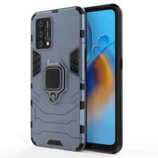 For OPPO A74 4G Shockproof PC + TPU Protective Case with Magnetic Ring Holder(Navy Blue)
