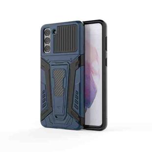 For Samsung Galaxy S21+ 5G War Chariot Series Armor All-inclusive Shockproof PC + TPU Protective Case with Invisible Holder(Blue)