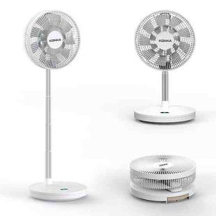 KONKA KF-F2A-B 13W Eight-speed Retractable Foldable Floor-standing Fan 40 Degree Shaking Head Desktop USB Electric Fan with LCD Digital Display, Support Remote Control & Timing(White)