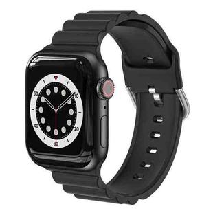 Business B Style Silicone Watch Band For Apple Watch Series 7 45mm / 6 & SE & 5 & 4 44mm / 3 & 2 & 1 42mm(Black)