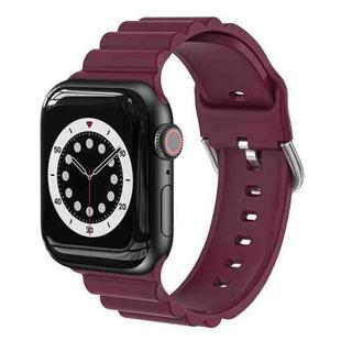 Business B Style Silicone Watch Band For Apple Watch Ultra 49mm / Series 8&7 45mm / SE 2&6&SE&5&4 44mm / 3&2&1 42mm(Wine Red)