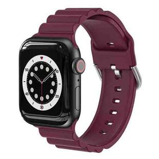 Business B Style Silicone Watch Band For Apple Watch Series 7 41mm / 6 & SE & 5 & 4 40mm / 3 & 2 & 1 38mm(Wine Red)