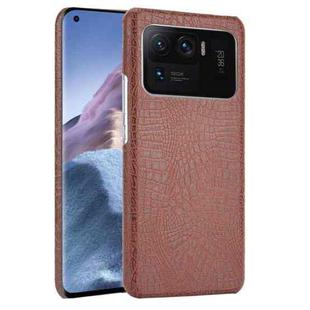 For Xiaomi Mi 11 Ultra Shockproof Crocodile Texture PC + PU Case(Brown)