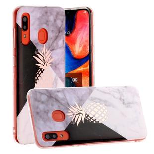 For Galaxy A20 Hot Stamping Geometric Marble IMD Craft TPU Protective Case(Pineapple)