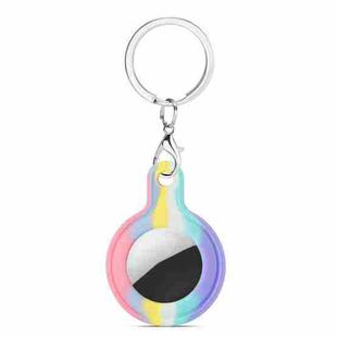 Shockproof Anti-scratch Rainbow Silicone Protective Case Cover with Hang Loop for AirTag(Six-color Rainbow)