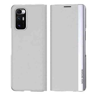 For Xiaomi Mix Fold Electroplated Horizontal Flip Leather Case with Holder(White)