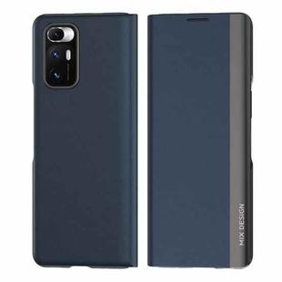 For Xiaomi Mix Fold Electroplated Horizontal Flip Leather Case with Holder(Navy Blue)
