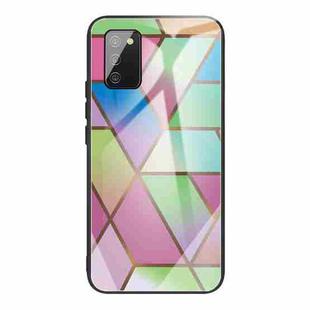 For Samsung Galaxy A02s (US Version) Abstract Marble Pattern Glass Protective Case(Rhombus Gradient)