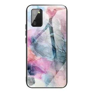 For Samsung Galaxy A02s (US Version) Abstract Marble Pattern Glass Protective Case(Abstract Multicolor)