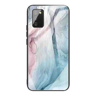 For Samsung Galaxy A02s (EU Version) Abstract Marble Pattern Glass Protective Case(Abstract Gray)