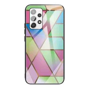 For Samsung Galaxy A32 4G (EU Version) Abstract Marble Pattern Glass Protective Case(Rhombus Gradient)