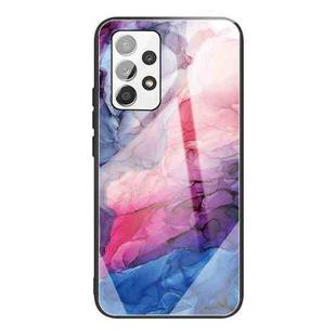 For Samsung Galaxy A32 4G (EU Version) Abstract Marble Pattern Glass Protective Case(Abstract Red)
