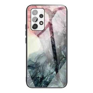 For Samsung Galaxy A32 4G (EU Version) Abstract Marble Pattern Glass Protective Case(Abstract Black)