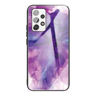 For Samsung Galaxy A32 4G (EU Version) Abstract Marble Pattern Glass Protective Case(Abstract Purple)