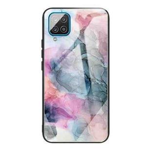 For Samsung Galaxy A42 5G Abstract Marble Pattern Glass Protective Case(Abstract Multicolor)