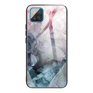 For Samsung Galaxy A42 5G Abstract Marble Pattern Glass Protective Case(Abstract Light Pink)
