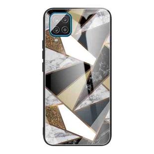 For Samsung Galaxy F62 / M62 Abstract Marble Pattern Glass Protective Case(Rhombus Golden)
