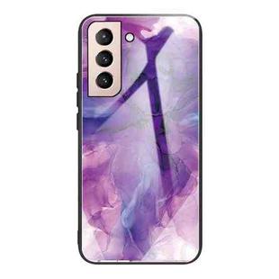 For Samsung Galaxy S21 5G Abstract Marble Pattern Glass Protective Case(Abstract Purple)